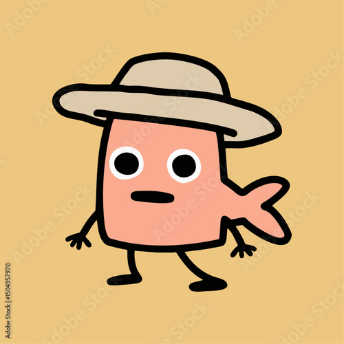 a cartoon character wearing a hat and holding a frisbee