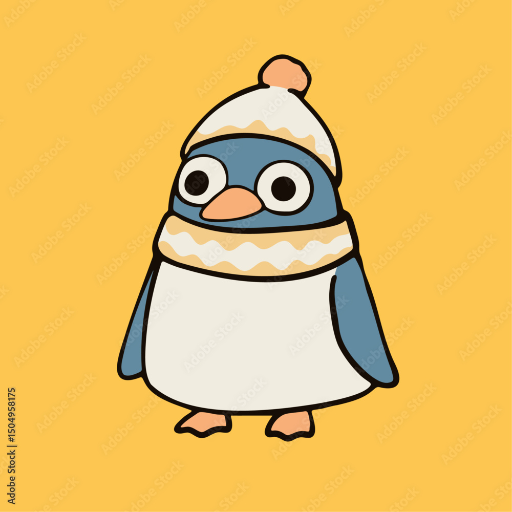 Obraz premium a penguin wearing a hat and scarf