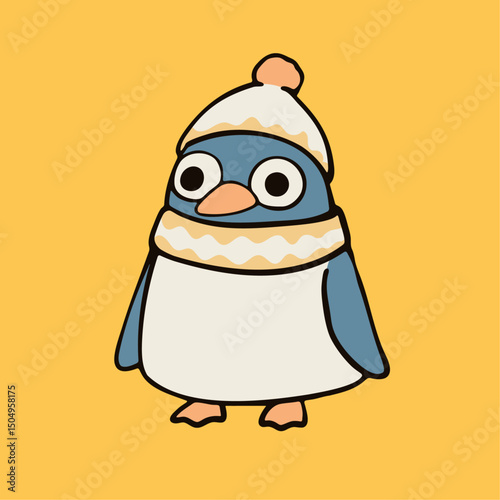 a penguin wearing a hat and scarf