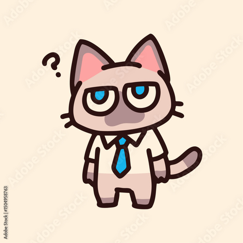 a cartoon cat wearing a tie and glasses