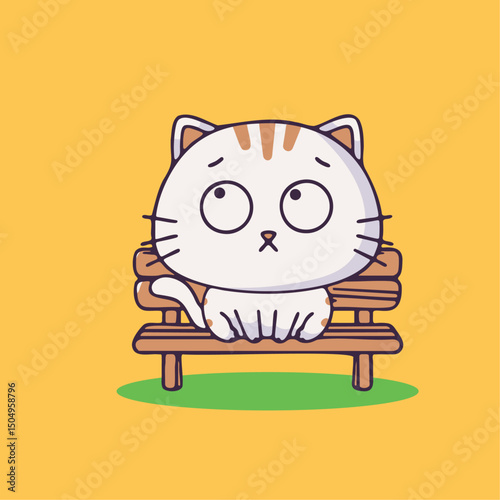 a cat sitting on a bench with its eyes closed