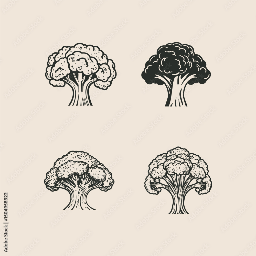 Fototapeta premium Set tree logo vector icon illustration style