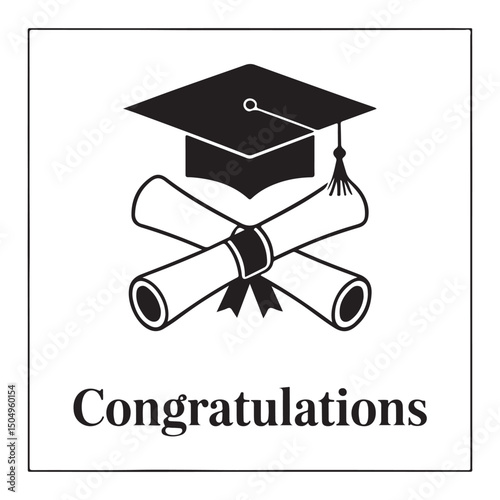 Traditional Graduation Hat isolated on transparent background. Congrats Graduates concept. Graduation cap or Mortarboard icon symbol. Flat vector illustration for graphic and web design