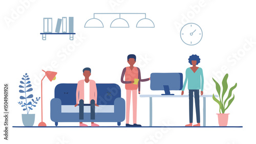 Team Collaboration Diverse colleagues in modern office setting brainstorming new ideas with bright