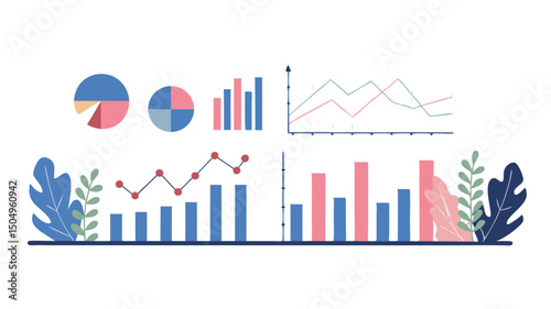 Data Visualization Colorful charts graphs analytics representing insights for strategic business