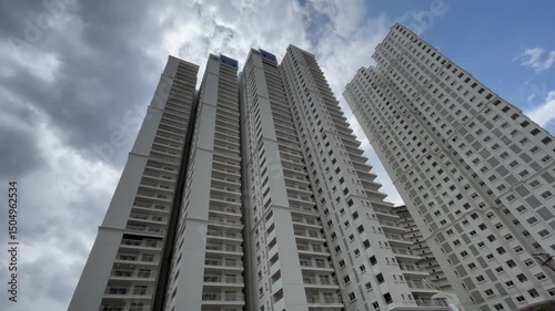 low angle shot of high rise building with blue sky background