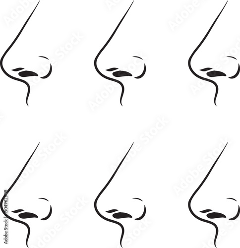 Silhouette line art nose premium vector. 