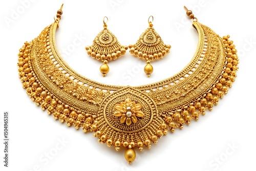 Luxurious gold necklace set indian bridal jewelry