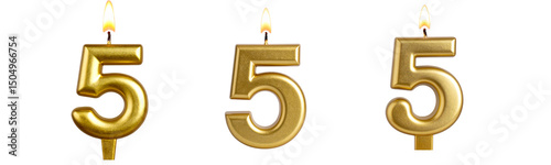 Set of Lit Number 5 Candle for Birthday 