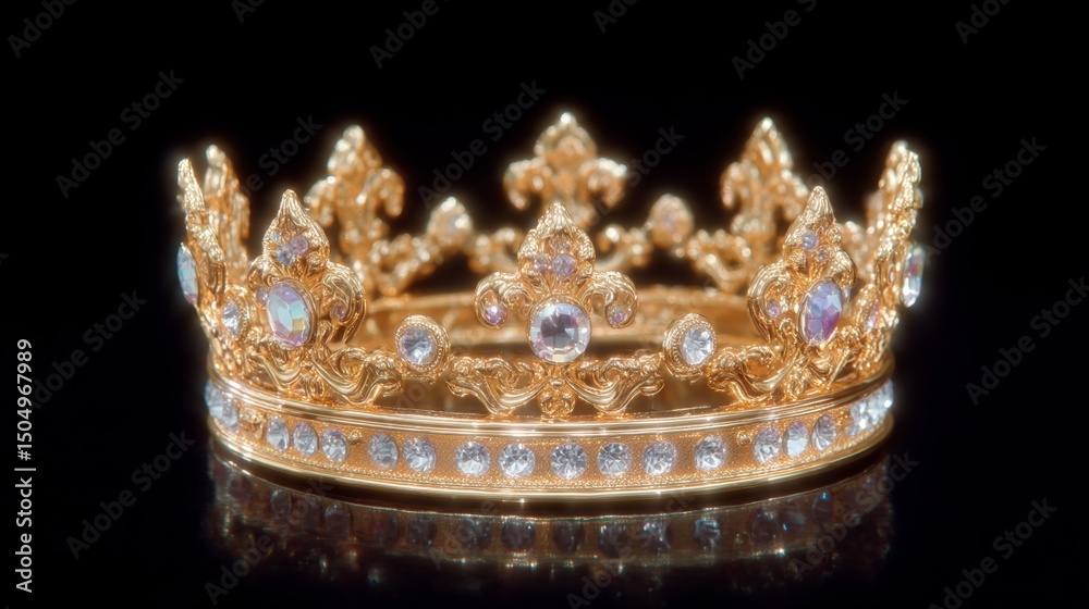 Obraz premium Regal Gold Crown with Diamonds Royalty Luxury Power Success