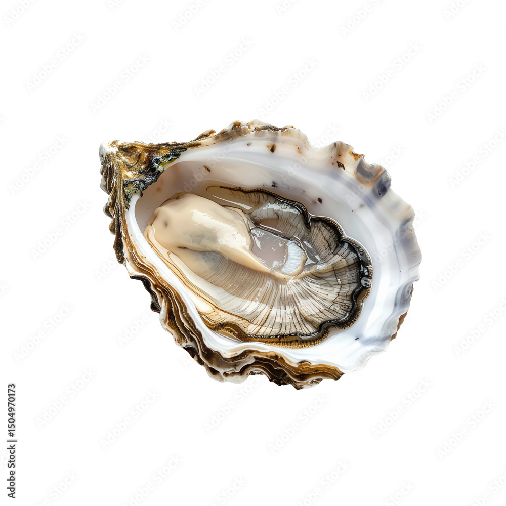 Naklejka premium Fresh pacific oyster shell close up seafood image raw on transparent background