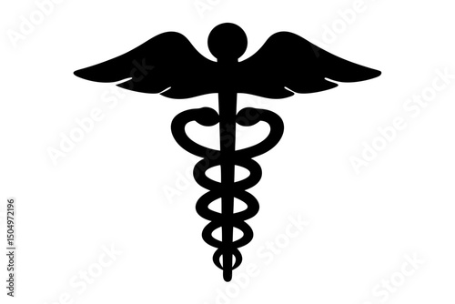 Caduceus medical symbol vector, medical caduceus symbol icon
