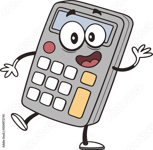 cute cartoon calculator character happy dancing