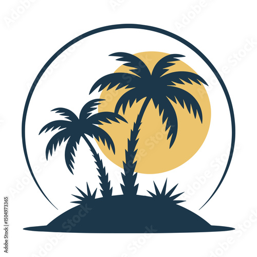 Tropical Island Paradise Silhouette Design