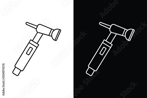 Otoscope Line Art Vector. Clean Medical Icon on White or Black Background