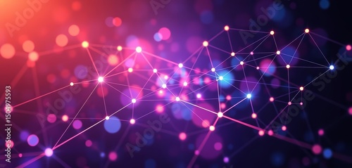 Abstract network graph showing digital business merger, innovation, network