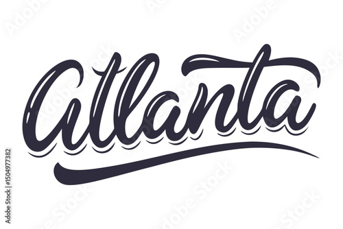 Atlanta Hand Lettering Script Font – Modern Brush Calligraphy City Name Vector Design