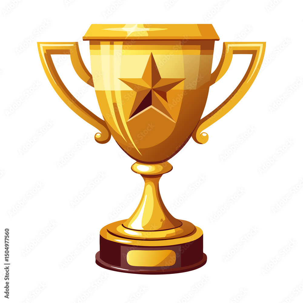 Golden Trophy with Star Symbol Isolated on Black Background Illustration Golden Trophy with Star Symbol Isolated on Black Background Illustration