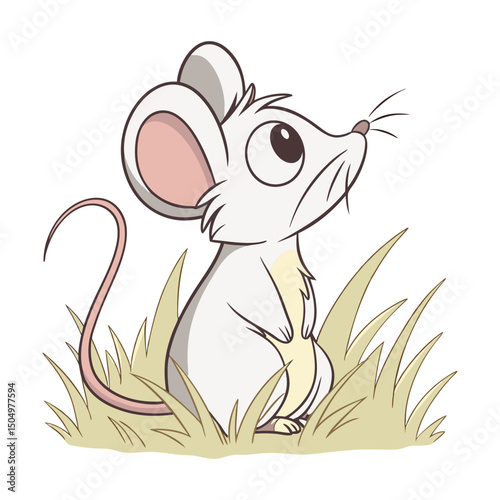 Sticker design with cute mouse
