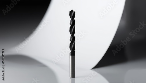 Single masonry drill bit isolated on white background, top-down view. Ideal for product catalogs, construction tool references, and DIY or hardware-related visuals