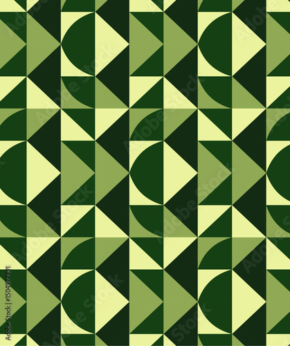 Wallpaper Mural Modern abstract geometric pattern in green hues. Seamless design for fabric, wallpaper, backgrounds, or digital prints. Torontodigital.ca