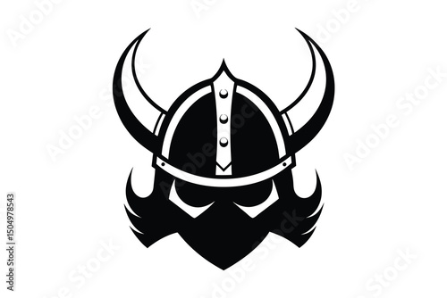 Viking horned helmet silhouette on white background