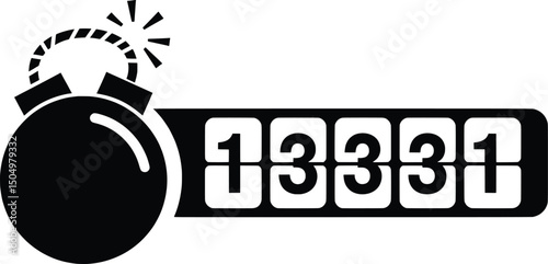 Vector Illustration Time Bomb Countdown - Chess Clock Design