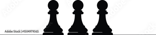 Triple Chess Piece Vector Illustration Strategy and Design