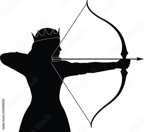 Queen Archer Vector Illustration, Chess-Inspired Silhouette