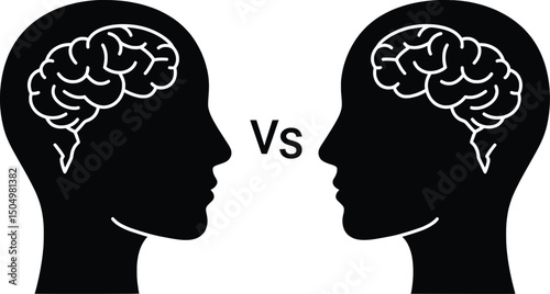 Strategic Thinking Chess Vector Illustration of Two Minds in Competition
