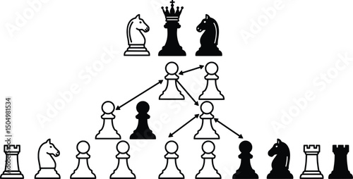 Strategic Chess Vector Illustration A Hierarchical Game Plan