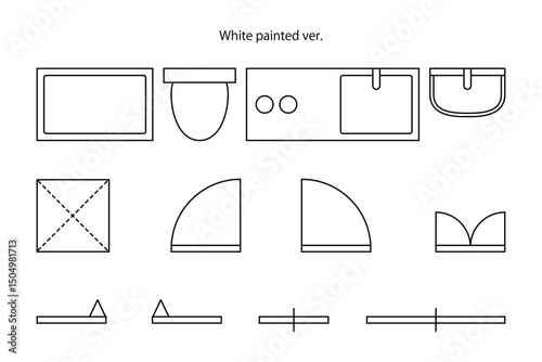 住宅やアパートやマンションなどの簡単な間取りを製作する際に使えそうなイラスト素材―白塗りありバージョン
