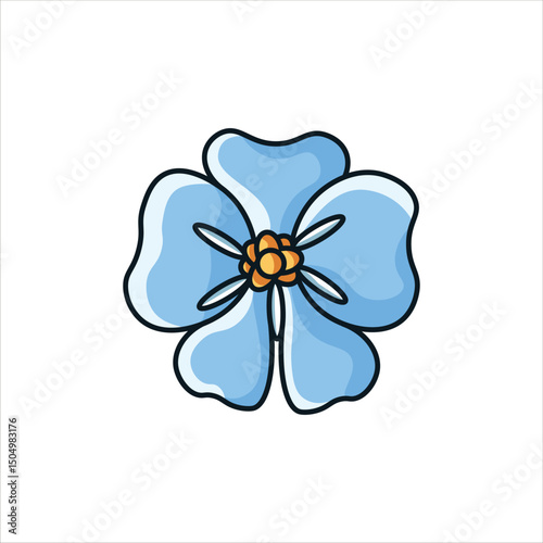 Forget Me Not Flower Colored  Illustration