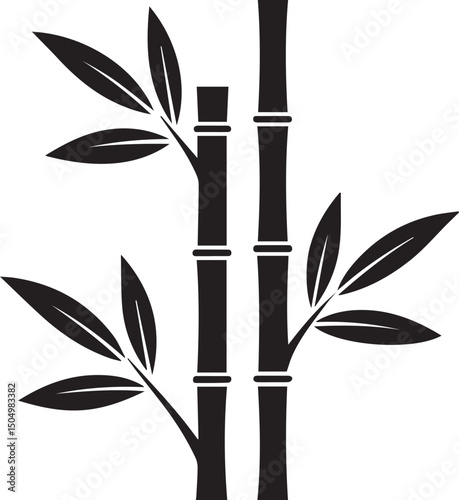 bamboo vector art silhouette design illustrator on white background
