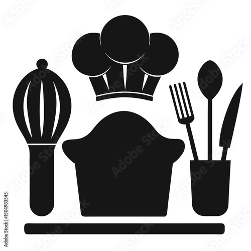 Culinary Tools Silhouette Black and White Design