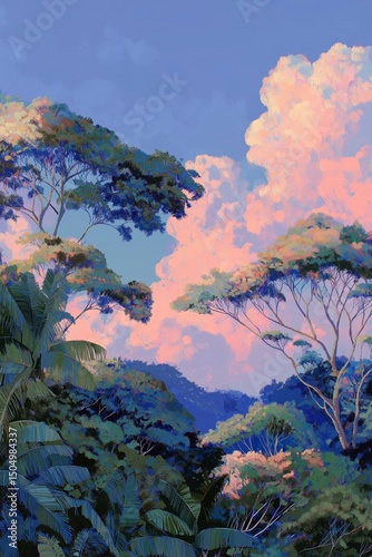 Lush Forest Landscape Painting