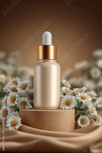 Cosmetic Bottle with Floral Backdrop