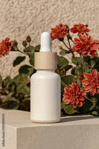White Bottle with Orange Flowers