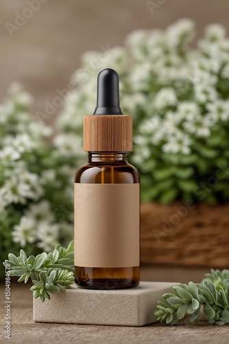 Essential Oil Bottle with Flowers