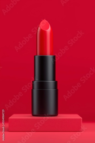 Red Lipstick on Red Background