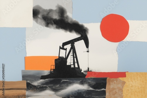 Oil Pump and Pollution Collage
