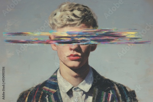 Portrait with Glitch Overlay