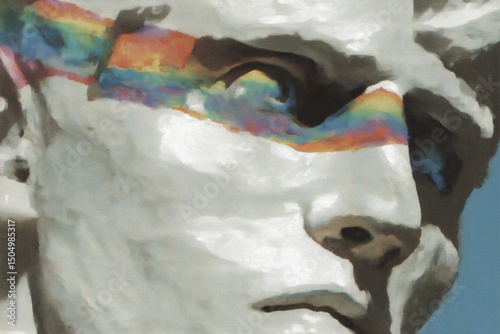 Rainbow Overlay on a Sculpture