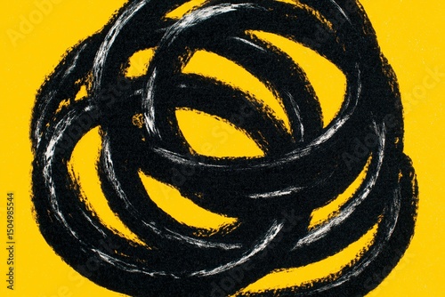 Abstract Swirls on Yellow Background