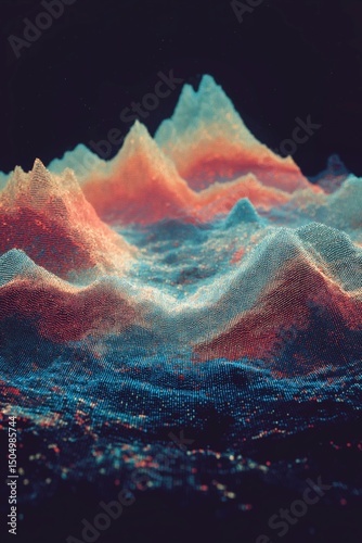 Abstract Pixelated Mountains