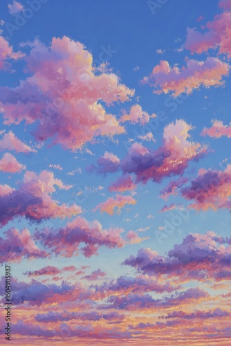 Pink Clouds in Blue Sky