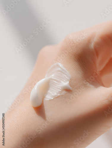 손등에 바른 화장품