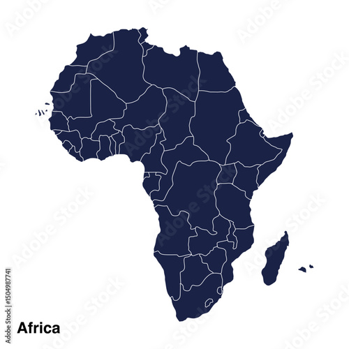 vector map of africa continent isolated on transparent background