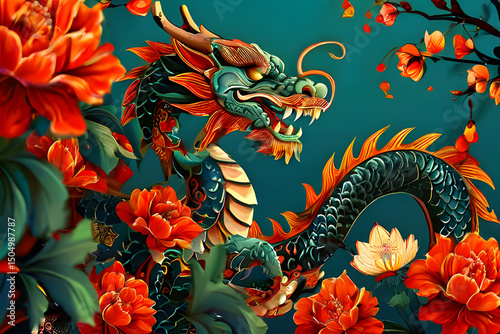 chinese dragon on the wall