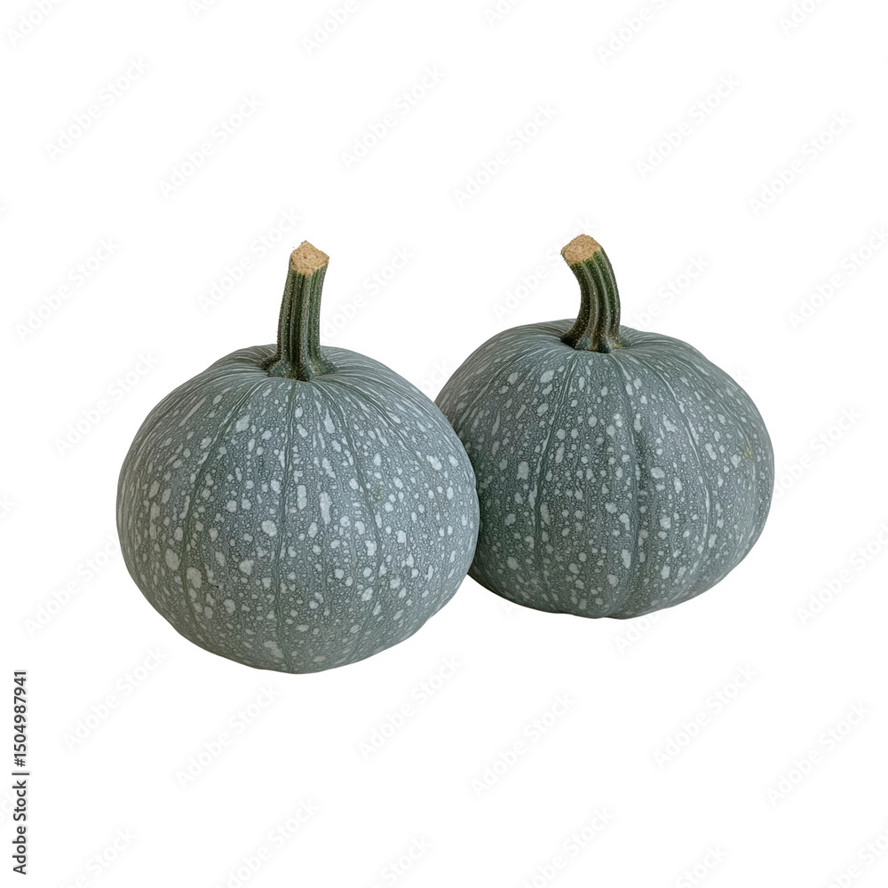 Two Speckled Grey Pumpkins on Transparent Background Two Speckled Grey Pumpkins on Transparent Background
